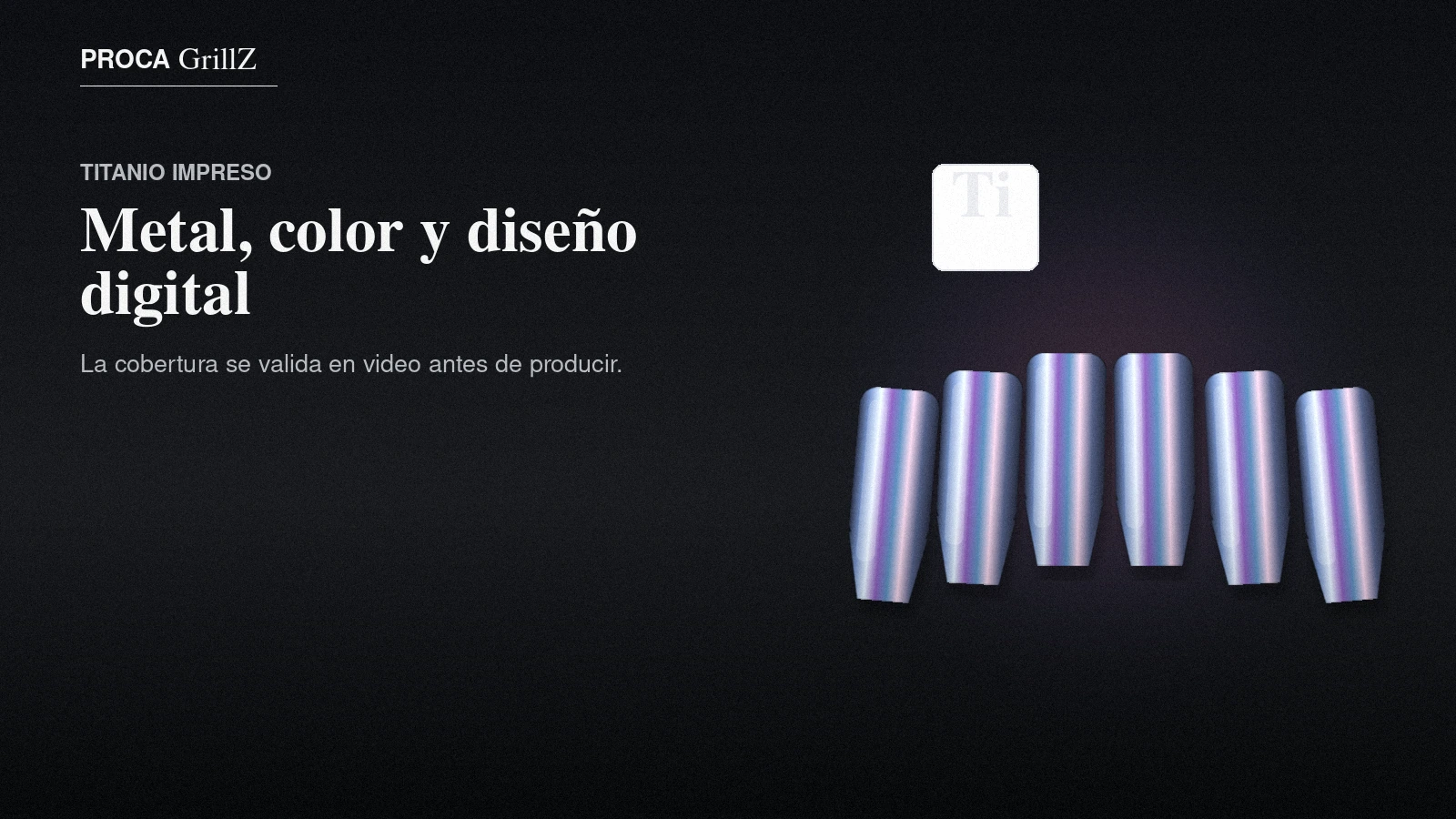Grillz de titanio con acabado metálico diseñados digitalmente